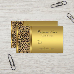 Eleganter Gold Black Leopard Tierdruck Visitenkarte