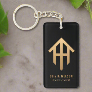 Eleganter Gold & Black Realtor Real Anwesen Agent Schlüsselanhänger