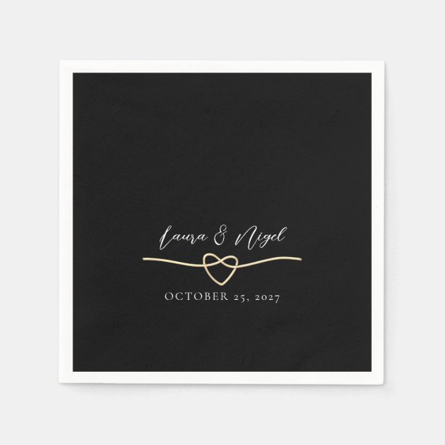 Eleganter Gold Black Wedding Cocktail Napkins Serviette (Vorderseite)