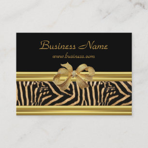 Eleganter Gold Black Zebra Stripe Gold Bow Visitenkarte