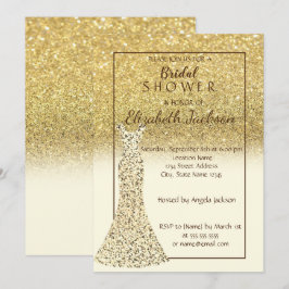Eleganter Gold Bokeh Glitzer, Dress Brautparty Einladung