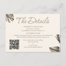 Eleganter Gold Botanischer QR Code Hochzeit der De Begleitkarte