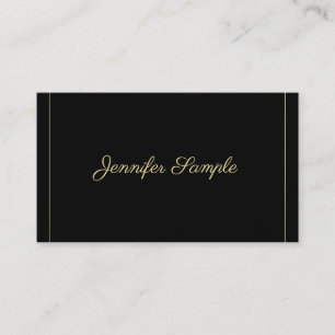 Eleganter Gold Calligraphy Black Trendy Schlicht L Visitenkarte
