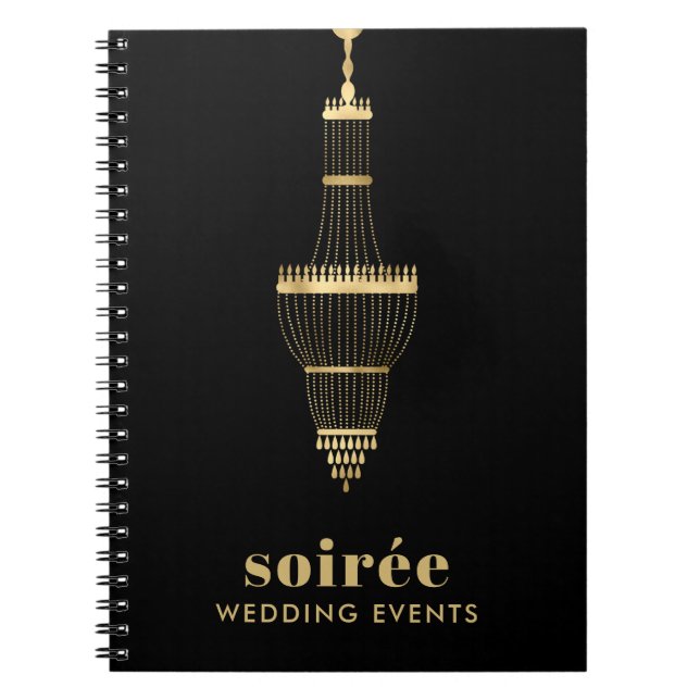 Eleganter Gold Chandelier Wedding Eventplaner Notizblock (Vorderseite)