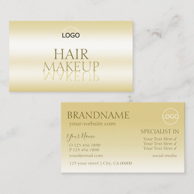 Eleganter Gold Chic Mirror Schriftart mit stilvoll Visitenkarte (Vorne/Hinten)