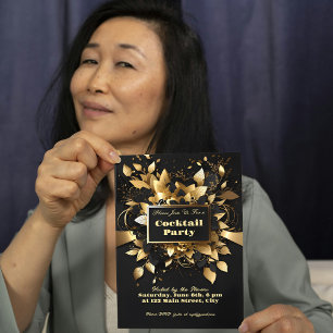 Eleganter Gold Cocktail Geburtstagsparty Einladung