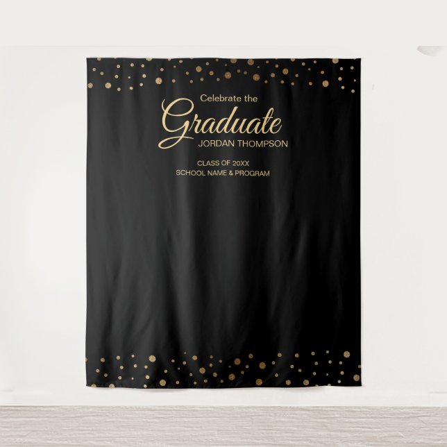 Eleganter Gold Confetti Class Abschluss Wandteppich (Vorderseite)