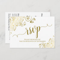 Eleganter Gold Curls & Calligraphy Wedding QR Code
