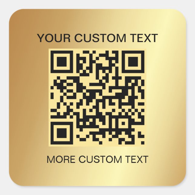 Eleganter Gold Custom Template Scannable QR Code Quadratischer Aufkleber (Vorderseite)