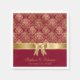 Eleganter Gold Damask auf Burgunder Hochzeit Serviette