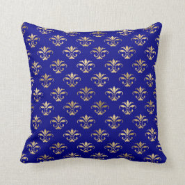 Eleganter Gold Damask auf dem Blauzungenkissen Kissen