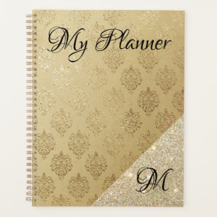 Eleganter Gold Damask und Imitate Glitzer Planer