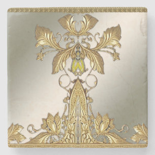 Eleganter Gold Decorative Blumengestone Untersetze Steinuntersetzer