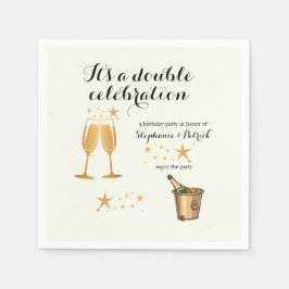 Eleganter Gold Double Celebration Joint Geburtstag Serviette