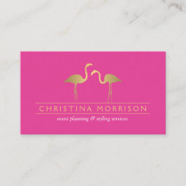 Eleganter Gold Flamingos Event Planner Rosa Visitenkarte