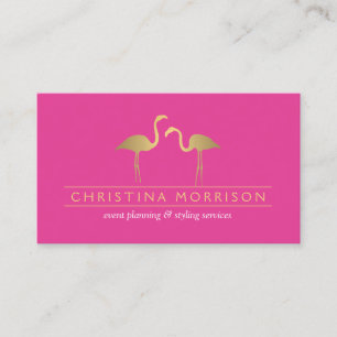 Eleganter Gold Flamingos Event Planner Rosa Visitenkarte