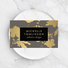 Eleganter Gold Floral Muster Gray Designer