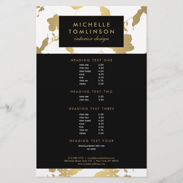 Eleganter Gold Floral Muster White Designer Flyer (Vorne)