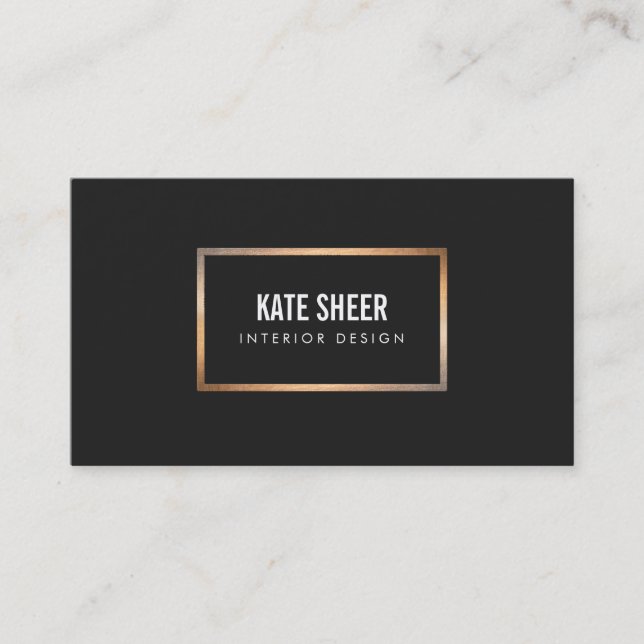 Eleganter Gold Frame Chic Interieur Designer Black Visitenkarte (Vorderseite)
