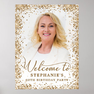 Eleganter Gold-Glitter 60. Geburtstags-Photo-Willk Poster