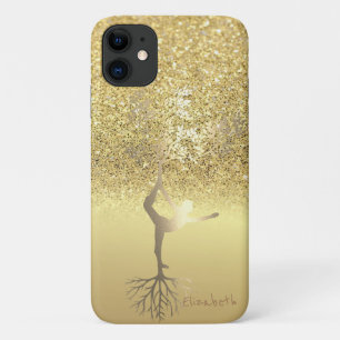 Eleganter Gold Glitter Bokeh Mädchen Baum Silhouet Case-Mate iPhone Hülle