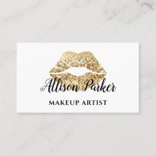 Eleganter Gold Glitter Lippen Makeup Artist Visitenkarte