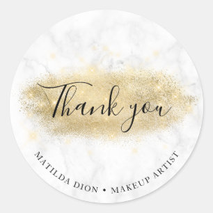 Eleganter Gold-Glitter-Marmor-Makeup-Artist Runder Aufkleber