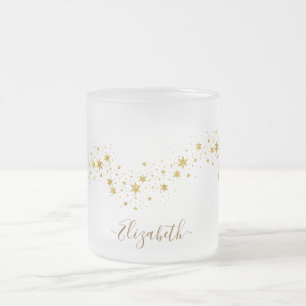 Eleganter Gold Glitter Monogramm Name Mattglastasse