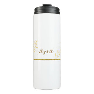 Eleganter Gold Glitter Monogramm Name Thermosbecher