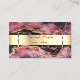 Eleganter Gold Glitter Schwarz Burgunder Marmor St Visitenkarte