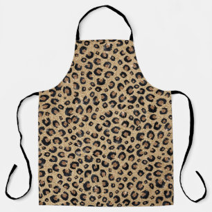 Eleganter Gold-Glitter Schwarz Leoparden Druck Schürze