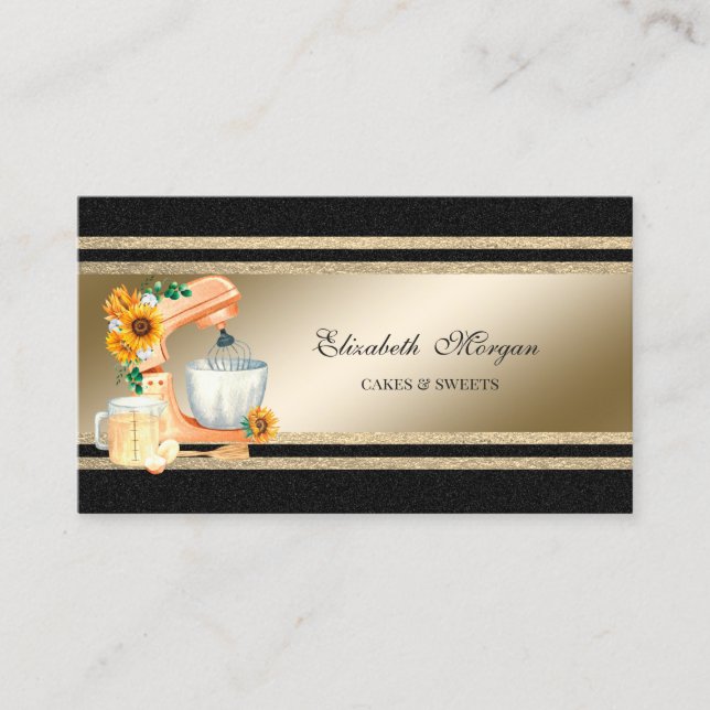 Eleganter Gold Glittery Stripes Floral Mixer Visitenkarte (Vorderseite)