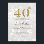Eleganter Gold Glitzer 40. Geburtstag Einladung<br><div class="desc">Modernes und elegantes Design bedruckt Gold Glitzer 40. Geburtstag Einladung,  die mit Ihrem Text angepasst werden kann. Bitte klicken Sie auf die Schaltfläche "Anpassen" und verwenden Sie unser Designwerkzeug,  um diese Vorlage zu ändern. Karo im Grafikdesign-Store für andere Produkte,  die diesem Design entsprechen!</div>