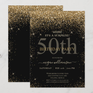 Eleganter Gold Glitzer 50. Geburtstagsparty Einladung