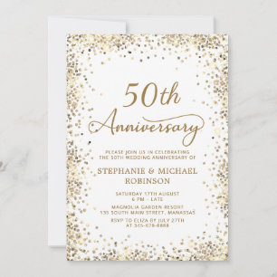 Eleganter Gold Glitzer 50. Hochzeitstag Einladung