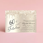 Eleganter Gold Glitzer 60. Geburtstagsparty Einladung<br><div class="desc">Feiern Sie ihre 60-jährige Glanzzeit mit dieser eleganten Golden Glitzer Geburtstagsfeier 🎉 🥂,  die "50 & Fabulous" in einem stilvollen Drehbuch auf goldenem Hintergrund geschrieben hat,  mit Tropfen von Glitzer aus goldenen Imitaten.</div>