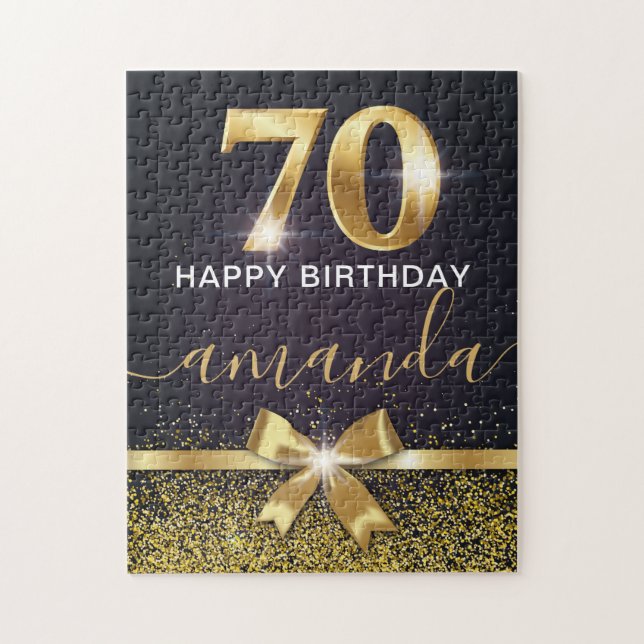 Eleganter Gold Glitzer 70. Geburtstag (Vertikal)