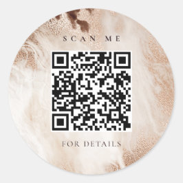 Eleganter Gold Glitzer Agate Marble Beige QR Code Runder Aufkleber