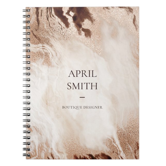 Eleganter Gold Glitzer Agate Marmor Textur Beige Notizblock (Vorderseite)