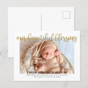 Eleganter Gold Glitzer Beautiful Segen Baby Birth Postkarte