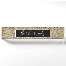 Eleganter Gold Glitzer Best Boss Lady Namensplakette