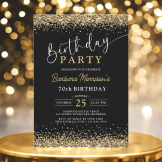 Eleganter Gold Glitzer Black Geburtstag jedes Alte Einladung