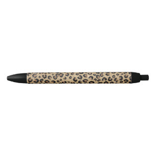 Eleganter Gold Glitzer Black Leopard Print Kugelschreiber
