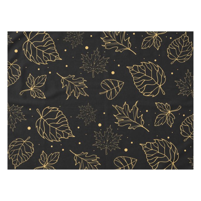 Eleganter Gold Glitzer Blätter Ditsy Muster | Tischdecke (Vorderseite (Horizontal))