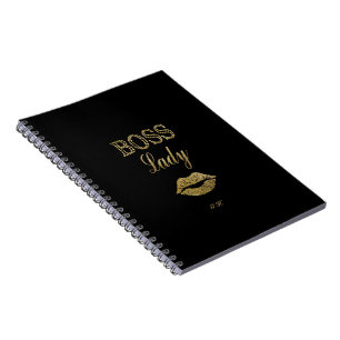 Eleganter Gold Glitzer BOSS Lady Typografy Monogra Notizblock