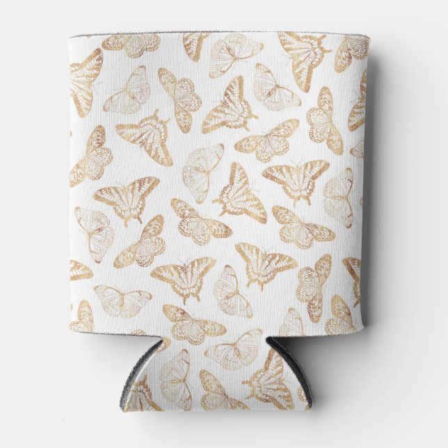 Eleganter Gold Glitzer Butterfly Dosenkühler (Vorderseite)