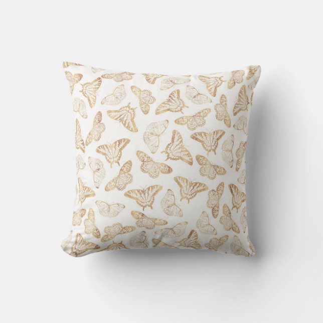 Eleganter Gold Glitzer Butterfly Kissen (Vorderseite)