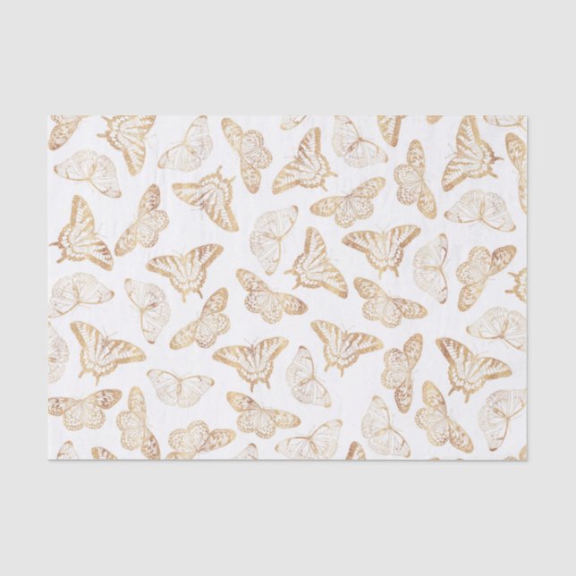 Eleganter Gold Glitzer Butterfly Seidenpapier (Vorderseite)