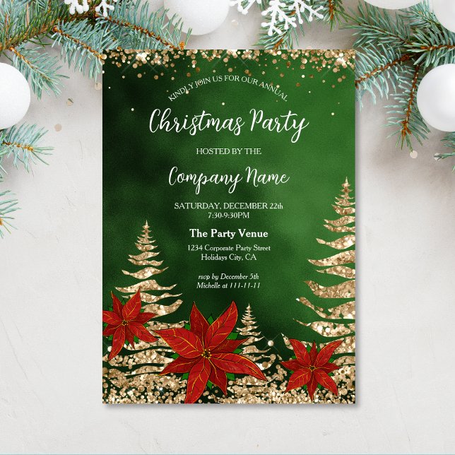 Eleganter Gold Glitzer Corporate Weihnachtsfest Pa Einladung (Von Creator hochgeladen)
