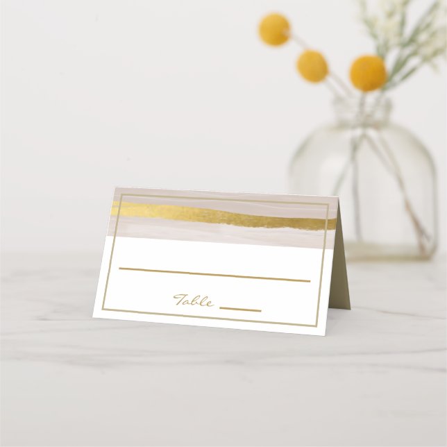 Eleganter Gold Glitzer Cream Classic Platzkarte (Vorderseite)